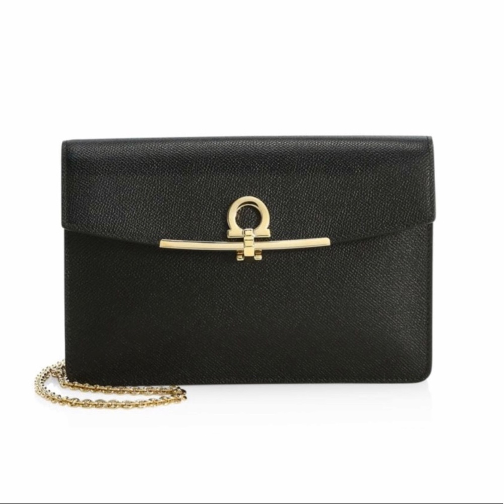 SALVATORE FERRAGAMO gancio Clip leather clutch.